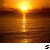 Animated sequence showing a sunset over water with text fragments forming 'summer 05' across frames.