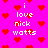 Pixelated pink background with red heart symbols and white text reading "i love nick watts" in multiple scattered arrangements.