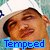 repeated pixelated images showing a person in a white cap with blue stripes, each containing text below the face