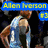 Two basketball players in action with text overlays and a team logo below.