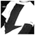 Black arrow pointing downward with white background, featuring pixelated edges and partial black shapes at corners.