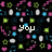 Pixelated icon with black background, colorful geometric shapes, and white text reading 'you', 'Saoqoo', and 'wqot this' in different positions.