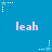 Blue background with repeated light purple text 'leah' and white star icons connected by dotted lines.