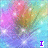 Pixelated pastel background with four identical floral shapes and scattered white sparkles, displaying text fragments "I", "Love", "You", and a partial symbol.