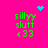 A bright pink background displays four identical green text blocks reading 'sillyy slutt 433' with a blue pixelated heart above the top-left block and a blue pixelated starburst above the top-right block.