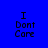 Blue background with black text "I Dont Core" and pink horizontal bars in four positions across the