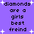 Purple background with white starbursts and repeated pixelated text reading "diamonds are a girls best freind" in black.