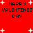 Red background with repeated 'HAPPY VALENTINES DAY' text and white starbursts in pixelated style.