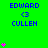 Green background with blue text 'EDWARD CULLEN' and '<3', pink hearts animate in vertical