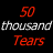 Pixel art of a blonde woman with blue eyes and pink scarf, showing crying expressions across with text '50 thousand Tears' and 'I've Cried.'