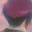 Animated sequence of a character with purple hair showing multiple head angles and facial expressions against a light pink background.