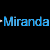 Animated sequence showing the name 'Miranda' being progressively cut into fragments by scissors, with each fragment displayed in a different color.