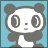 Pixelated cartoon panda with large oval eyes, small nose, and mouth giving a thumbs-up gesture against light blue background.