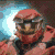 A 6-frame animated contact sheet showing a pixelated character with red hair and goggles against shifting blue-and-white backgrounds.