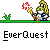Animated contact sheet showing 11 frames of a pixel art EverQuest buddy icon featuring two characters: a blonde knight with torch and green-skinned enemy, displaying combat animation across multiple states including attack, explosion, and movement.