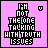 Pixelated text on pink background with small black-and-white symbol in top-right corner.