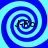 Four identical blue and light blue spiral patterns arranged in a , each containing the text "J-Ro" in dark blue pixelated font