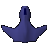 Pixelated blue anchor with dark blue vertical slot near top center, set against solid light gray background.