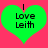 Two identical green heart shapes on a pink background, each containing black text reading "I Love Leith" with the 'I' positioned above "Love."