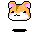 Pixel art of a hamster-like character with orange-brown fur, pink inner ears, and white cheeks in nine positions showing facial expressions