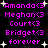 Pixelated text list with names and 'forever' on black background, surrounded by white stars.