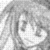 A grayscale anime-style character with long hair displays two sequential facial expressions in a single frame, showing a shift from open eyes to closed eyes with a slight head tilt.
