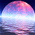 Pixelated image of a large pink and white moon over water with green text reading Original Icons .com on the right.