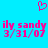 A bright cyan background features a pink pixelated heart above two identical text blocks reading 'ily sandy 3/31/07' in pink pixelated font.