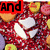 A pixelated animation of heart-shaped candies and text fragments on a red background, with visible motion in the text elements.