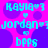 A static digital image with a bright pink background and purple circular shapes, featuring repeated cyan text elements including "KAYLA♥3", "jordan♥3", and "bpps" arranged in a pattern