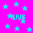 Bright pink background with scattered cyan stars and repeated cyan text 'KRIS' in pixelated font.