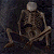 A pixelated skeleton sits on a chair against a dark background, with green text reading "Original Icons .com" on the right side.