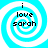Four identical pixelated spiral icons with cyan and white swirls display the text 'i love sarah' in black lowercase letters.