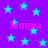 Purple background with scattered cyan stars and repeated pink text 'Jemma' in a pixelated font.