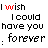 Pixelated text displays 'I wish I could have you forever' with red and black lettering across two side-by-side