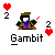 Pixel art buddy icon featuring a character with brown hat and coat holding playing cards, displayed in three animated frames showing card color changes from white to pink to yellow on gray background.