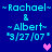 Blue background displays repeated text with names and date, featuring two heart symbols in pink and purple.