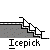 A 4x4 contact sheet of a pixel-art animation showing a stick figure riding a bicycle up stairs, with the text "Icepick" below each frame.