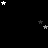 Black background with scattered white and gray stars, some forming small clusters, and a solid light gray rectangle in the bottom right corner.