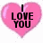 Pink heart-shaped icon with black text reading "I LOVE YOU" on left, "DON'T THINK" on top right, and "ANYTHING ELSE" on bottom left.