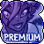 Pixelated character with purple hair and blue clothing, showing eye sparkles and mouth expressions, 'PREMIUM' text at bottom