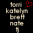 A black background displays a vertical list of names with one red heart symbol above the top name in the left view, absent from the right view.
