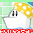 Animated contact sheet of Homestar Runner character sprites with yellow polka-dot headband and blue bow variants, each frame showing a white stick-figure character against colored backgrounds with repeating "homestar" text banners.