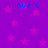 Purple background with pink stars and blue text reading 'i love u' repeated four times.