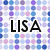 Pixelated icon with 'LISA' text over a grid of pastel blue, purple, and pink squares.