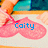 A four- shows a pink heart-shaped object with blue text changing : 'Cait', 'and', and 'Robert!!!' appear sequentially