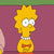 Pixelated yellow cartoon character with spiky hair, large white eyes, and a red shirt against purple background.