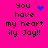 Pixelated text on bright pink background with blue heart and starburst symbols replacing the word 'heart' in different frames.