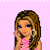 Pixelated cartoon character in pink outfit with long brown hair and blue eyes, shown across multiple frames of an animated contact sheet.