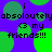 Pixelated text and green circles on purple background with repeated 'i absolutely love my friends!!!' phrases.